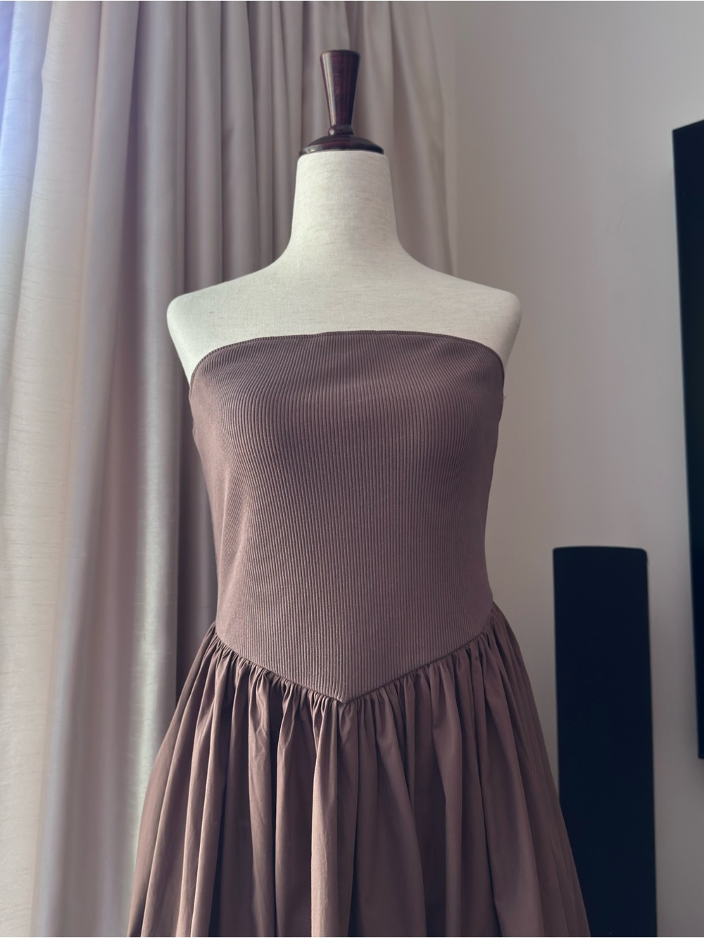 By Anthropologie Strapless Basque-Waist A-Line Midi Dress Brand New Large - Picture 6 of 12